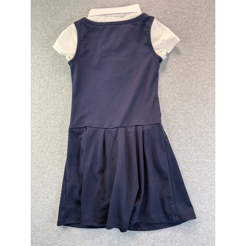 Childrens Place Girls Navy Blue School Uniform Jumper Dress White Collar 2101083